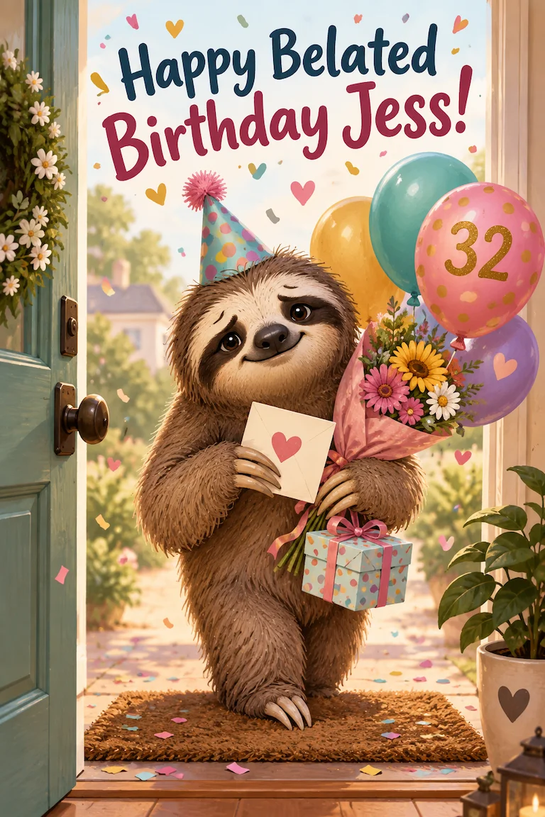 Belated birthday card ideas finished card example preview