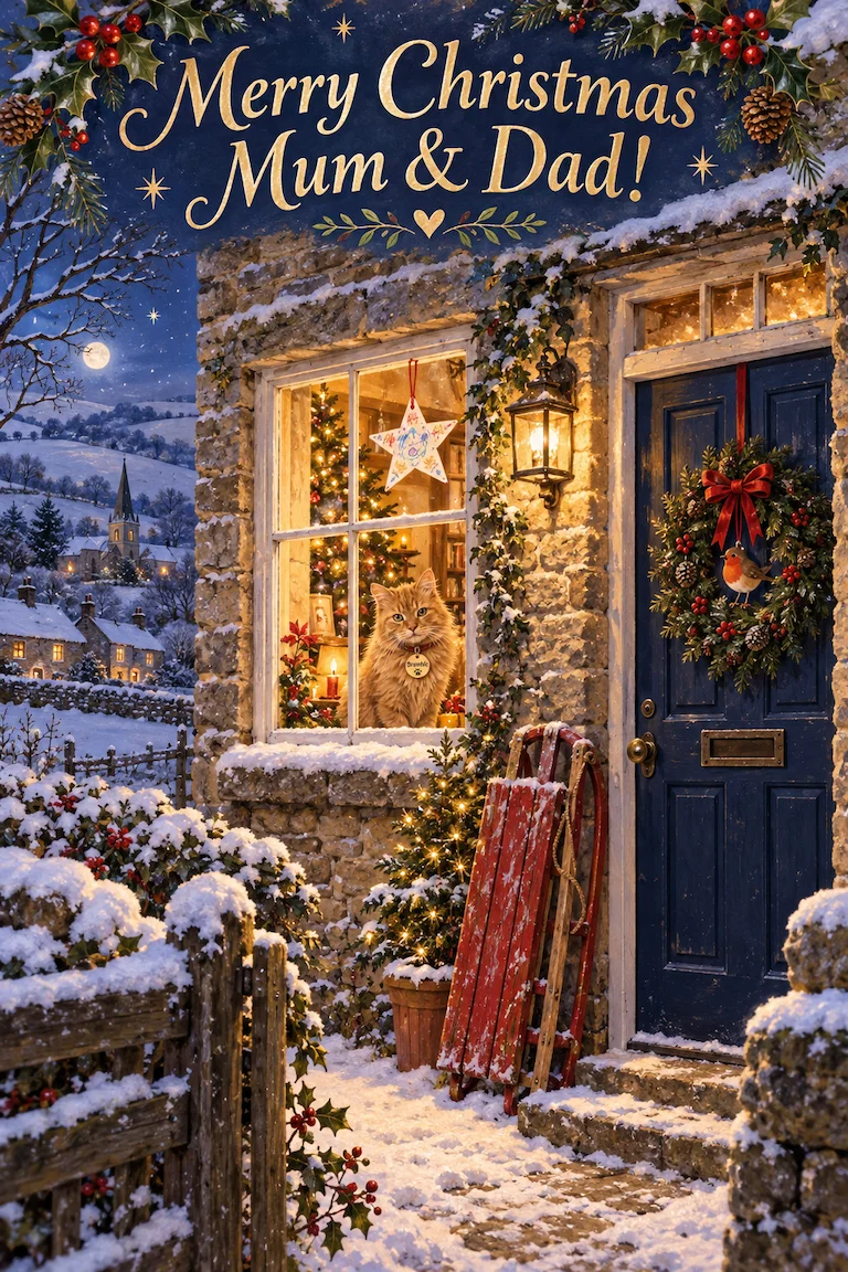 Personalised Christmas card ideas finished card example preview